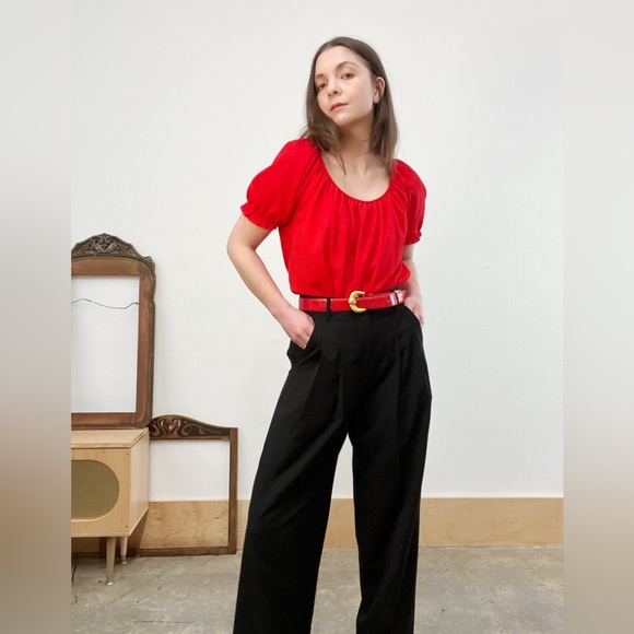 #6 Vintage Red Genuine Snakeskin Belt with Gold Tone Buckle - Picture 2 of 8